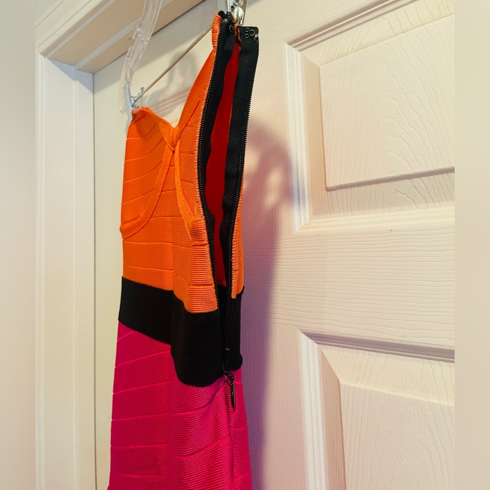Bebe Strapless Color-Block Bandage Dress - Picture 6 of 7